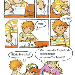 Max schreibt mit Bleistift Max schreibt mit Bleistift